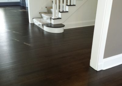 Stunning dark stain on oak hardwood flooring