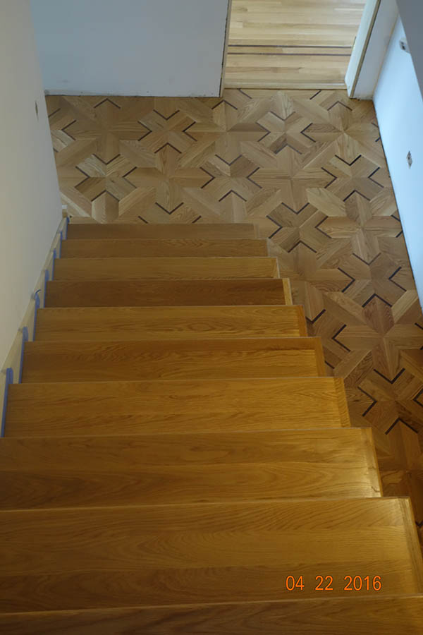 Custom white oak and Wenge hardwood flooring in Chicago, IL by Midwest Hardwood Floors