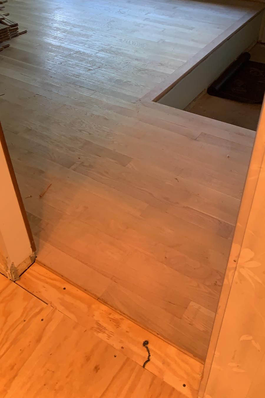 Carpet to hardwood flooring installation