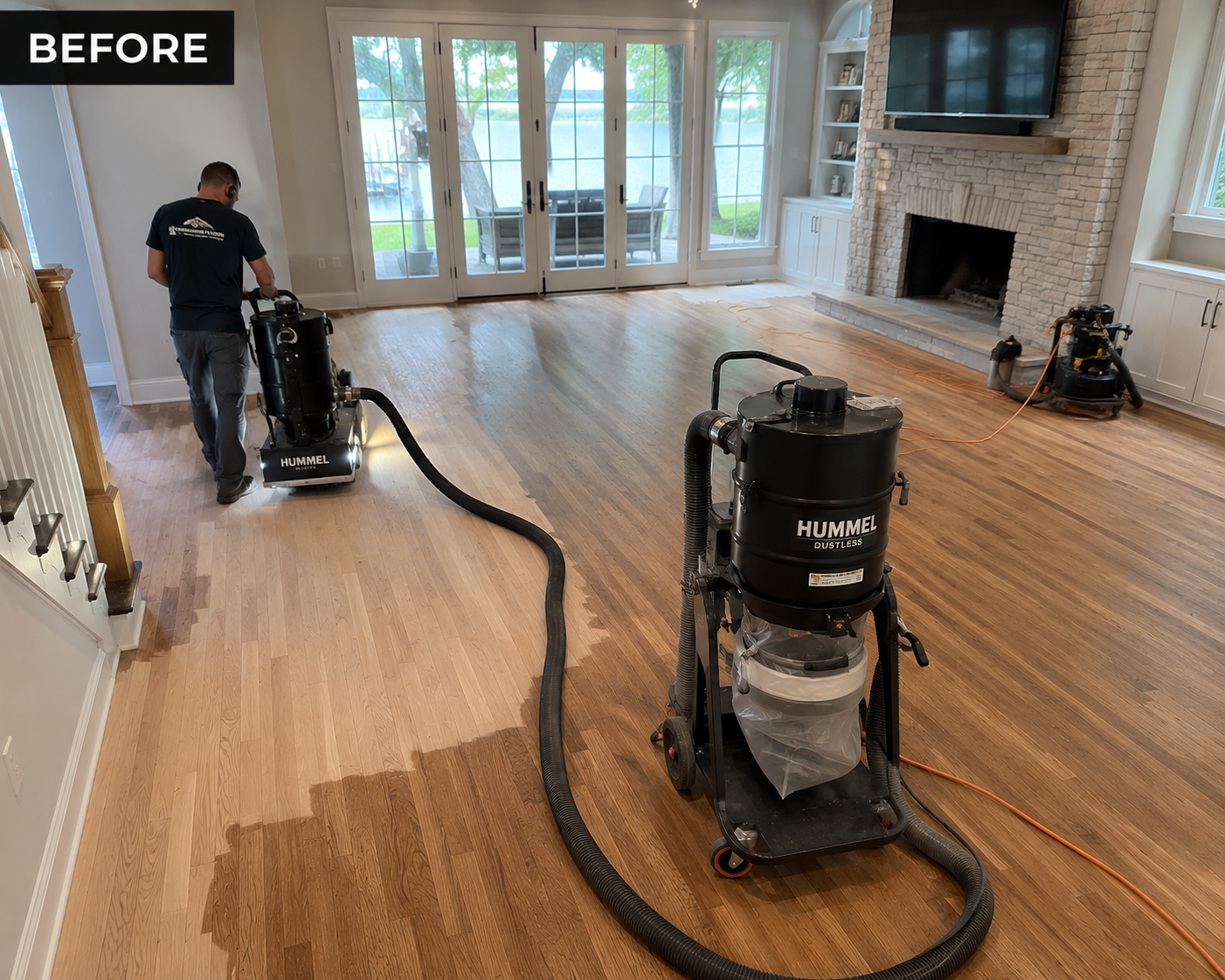 Dustless Hardwood Floor Refinishing Before – Glencoe,IL Hardwood floors before dustless refinishing in a Glencoe home.