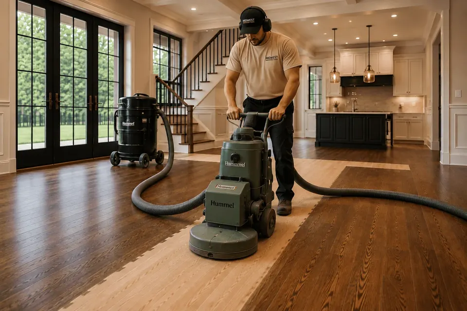 Dustless hardwood floor refinishing in a Chicago home