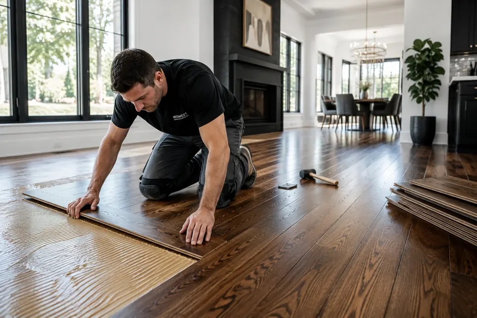 Hardwood floor installation in a Chicago home