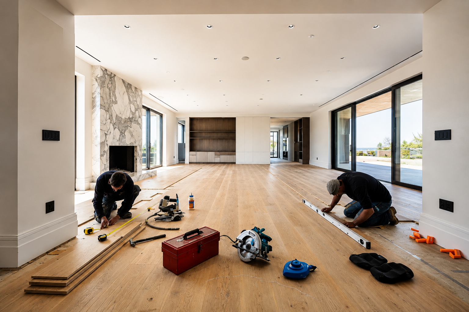 Hardwood Floor Installation in Glenview, IL | Midwest Hardwood Floors Professional hardwood floor installation in a luxury Glenview, IL home by Midwest Hardwood Floors.