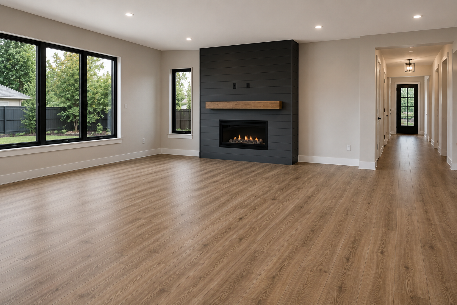 Laminate flooring in a modern living room in Chicago, IL