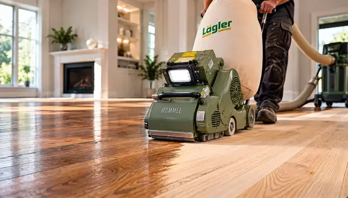 Dustless hardwood floor refinishing with a professional floor sander in Evanston, IL
