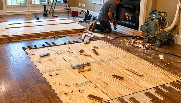 Hardwood flooring project in a Lake Forest, IL home
