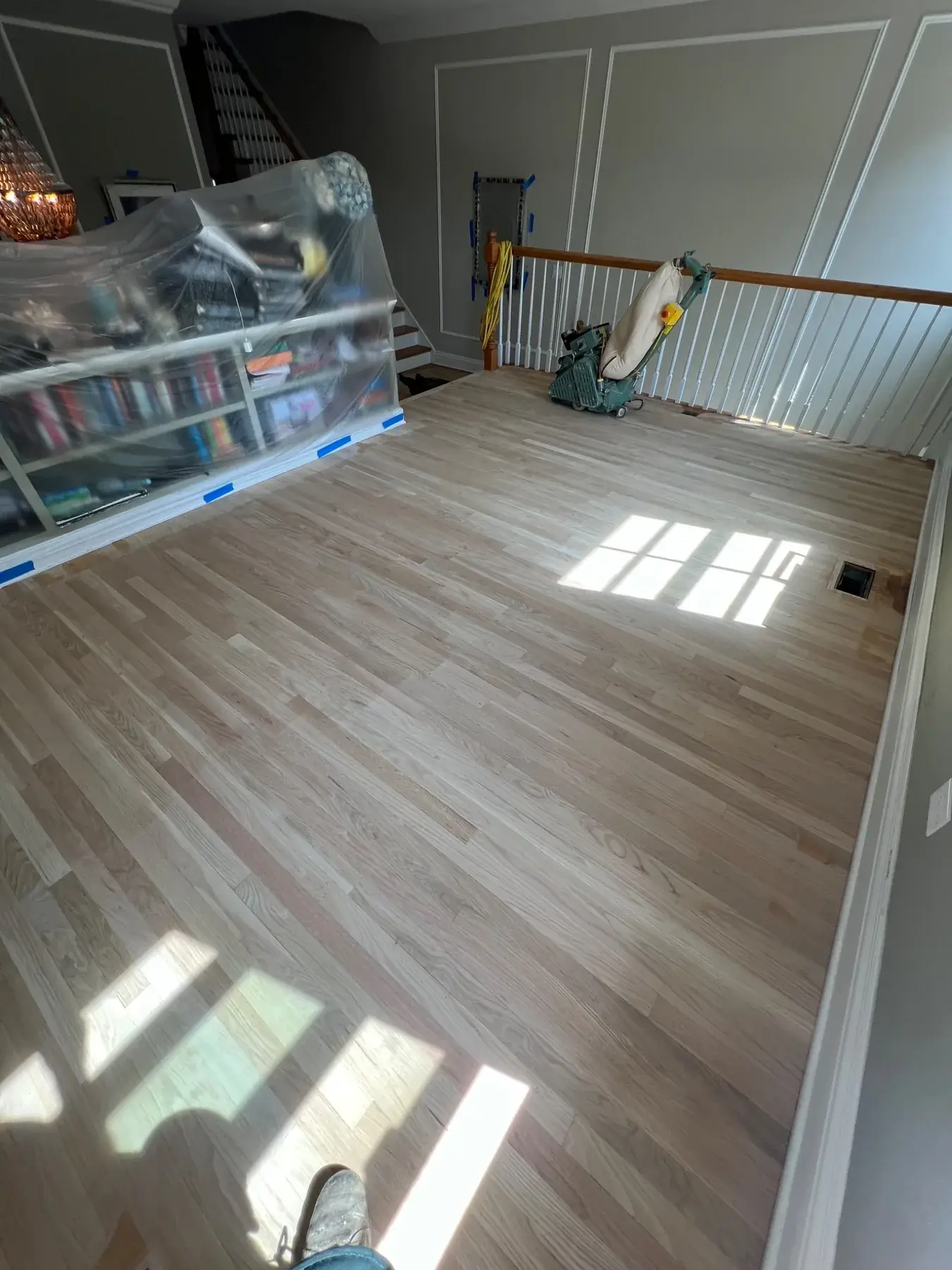 Red oak hardwood floor sanding in Wilmette, IL
