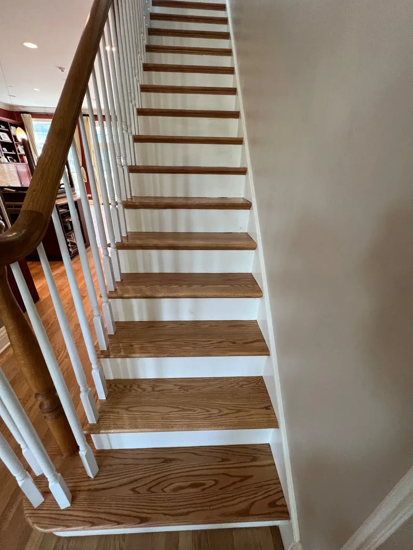 Hardwood staircase after carpet removal in Wilmette, IL
