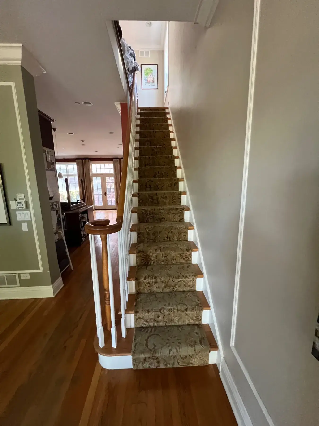 Hardwood staircase before refinishing in Wilmette, IL